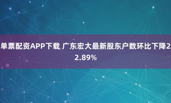 单票配资APP下载 广东宏大最新股东户数环比下降22.89%