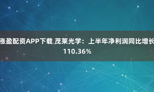 涨盈配资APP下载 茂莱光学：上半年净利润同比增长110.36%