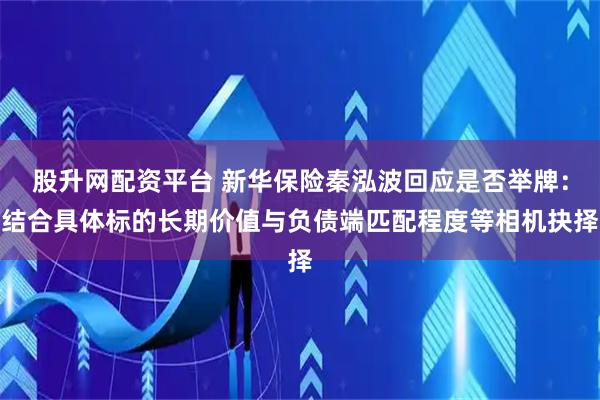 股升网配资平台 新华保险秦泓波回应是否举牌：结合具体标的长期价值与负债端匹配程度等相机抉择